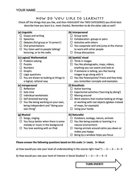 Learning Styles Questionnaire for high school- beginning of the year. Student Survey High School, Student Self Assessment High School, Learning Styles Quiz Self Assessment, Student Questionnaire High School, High School Psychology Activities, Learning Strategies High School, Study Skills For High School, Learning Styles Survey, Learning Style Quiz