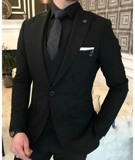 Men Aesthetic Outfits, Suit For Men Wedding, All Black Suit, Black Suit Men, Black Suit Wedding, African Wear Styles For Men, Fancy Suit, Suits Men Business, Classy Outfits Men