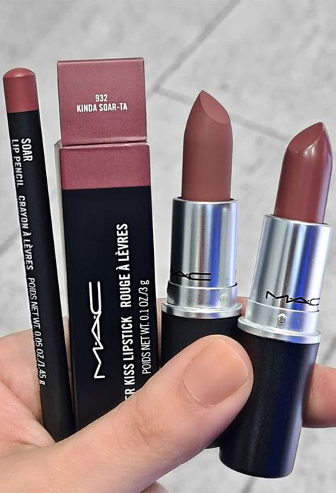 11. Kinda Soar-Ta, Matte Soar & Soar Lip pencil Mac Kinda Soar-Ta, Matte Soar & Soar Lip pencil  Mac From left Soar lip pencil Kinda... Glass Lipstick, Mac Lip Glass, Mac Brave, Storybook Cosmetics, Mac Lipstick Swatches, Mac Lipstick Shades, Mac Lip, Lipstick Shade, Mac Matte Lipstick