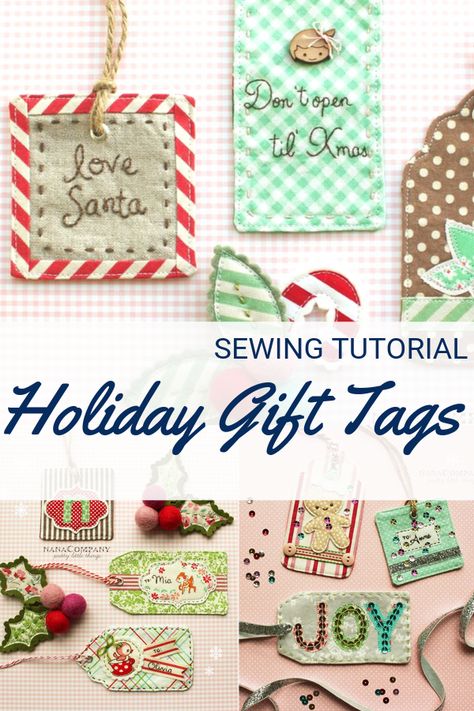 Quilted Gift Tags Diy, Diy Reusable Christmas Gift Tags, Sewn Gift Tags, Fabric Gift Tags Diy, Fabric Gift Tags, Reusable Gift Tags, Sewing With Scraps, Free Holiday Gift Tags, Diy Christmas Tags