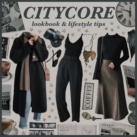 gabi on Instagram: “// citycore & urban academia are literally my dream aesthetics” Girly Academia Outfits, Dark Citycore Aesthetic, Citycore Outfit, Citycore Aesthetic Outfits, Urban Academia, City Core Aesthetic, Citycore Aesthetic, Cloth Pieces, City Core