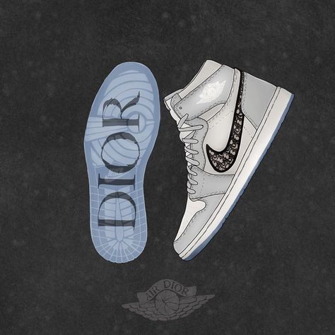 @el_klassicko on Instagram: “Jordan x Dior : . : . . . : : . . . #snekers #dior #jordan #gray #blue #drawing #illudtration #tagblender” Dior X Jordan, Dior Jordan 1's, Jordan 1 Dior, Air Dior, Jordan 1s, Jordan 1, Christian Dior, Top Sneakers, High Top Sneakers