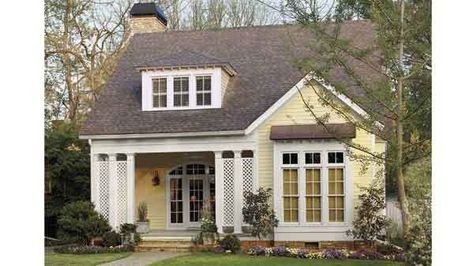 Cotton Hill Cottage, Plan #286 Small House Exteriors, Living Pool, Small Cottage House Plans, House Colours, Southern Living House Plans, Small Cottage Homes, Yellow House, Simple House Plans, Casas Coloniales