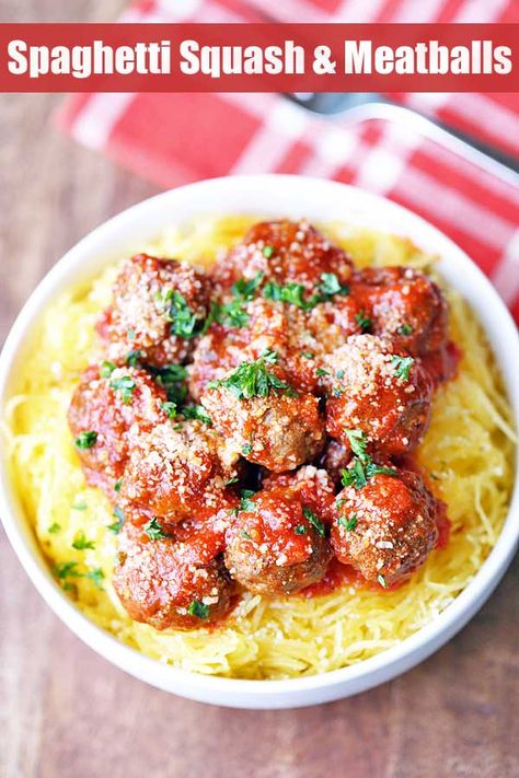 Recipes Beef Ground, Healthy Recipes Beef, Recipe For Spaghetti Squash, Meatballs And Spaghetti, Spaghetti Squash And Meatballs, Spaghetti Squash Recipes Healthy, Spaghetti Squash Recipes Easy, Recipe For Spaghetti, Beef Ground