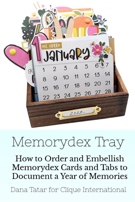 How to order and embellish memorydex cards and tabs into a tray to document a year of memories using the Simple Stories The Good Stuff collection. Memorydex Box Diy, Memorydex Card Ideas, Memory Dex Cards Ideas, Memory Dex Cards, Memorydex Ideas, Embellishment Clusters, Memorydex Cards, Rolodex Art, Berry Basket