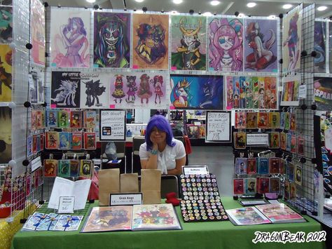 Otakon Table 2012 by ~DragonBeak on deviantART Convention Booth Ideas, Anime Convention Booth, Comic Crafts, Vender Booth, Artist Booth, Anime Stand, Art Convention, Alley Ideas, Button Storage