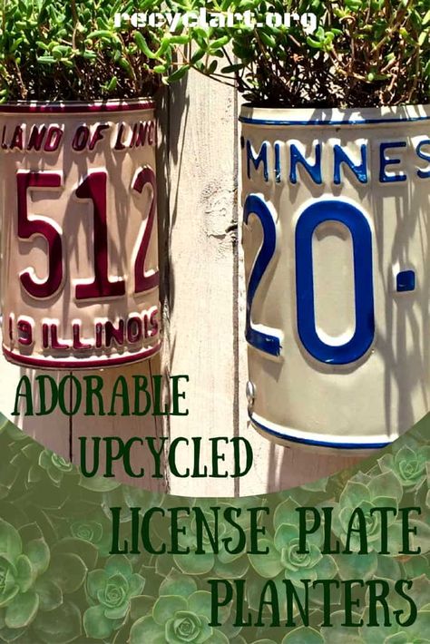 Cool Planters, License Plates Diy, License Plate Decor, License Plate Crafts, Old License Plates, License Plate Art, Old Plates, Plate Art, Tin Can