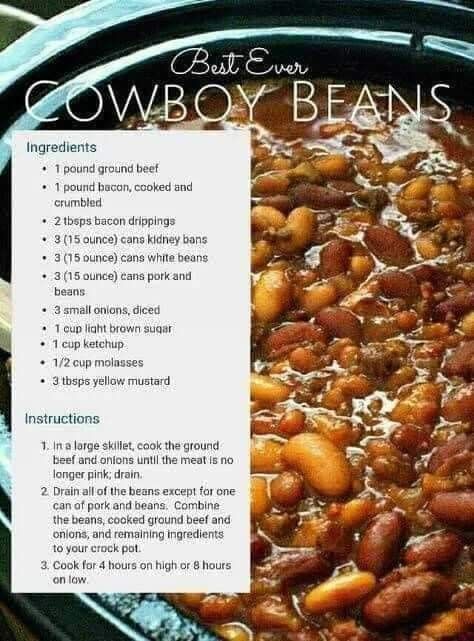 Cowboy Beans, Baked Bean Recipes, Crock Pot Slow Cooker, Crock Pot Cooking, Baked Beans, Gumbo, Kitchen Cooking, Bean Recipes, Vegetable Side Dishes