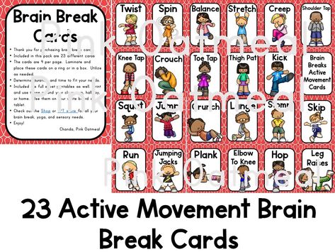 Brain Breaks: Gross Motor Movement Cards For Active Breaks 7EE Classroom Brain Breaks, Superhero School Theme, Superhero School, Movement Cards, Kids Exercise, Card Workout, Pta School, Yoga Cards, Physical Education Activities