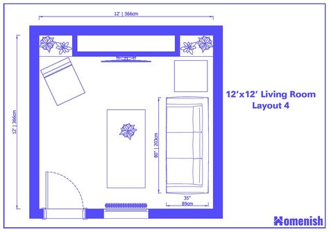 Sofa And Two Chairs Layout, Sofa And Two Chairs, Petite Sofa, Sofa Layout, Living Room Layouts, Multifunctional Space, Dinner Room, Room Layouts, Cube Shelves