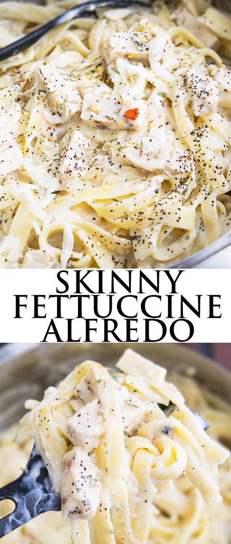 Light Fettucini Recipes, Lite Alfredo Sauce Recipe, Light Fettucini Alfredo, Healthy Fettucini Alfredo Recipe, Alfredo Ideas, Healthier Alfredo, Healthy Fettuccine, Healthy Fettuccine Alfredo, No Heavy Cream