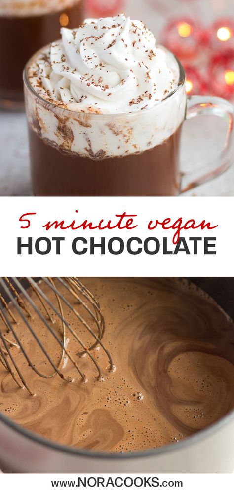 Nora Cooks, Vegan Drinks Recipes, Vegan Hot Chocolate, Vegan Christmas Recipes, Vegan Drinks, Homemade Hot Chocolate, Vegan Thanksgiving, Vegan Christmas, Hot Chocolate Recipes