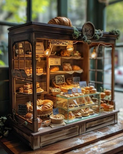 Book Nook Bakery, Bakery Book Nook, Bakery Diorama, Pfp Thanksgiving, Thanksgiving Pfp, Pastry Shop Interior, Miniature Room Boxes, Store Diorama, Miniature Restaurant