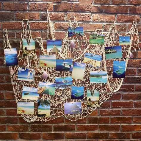 Amazon.com - Ecjiuyi Mediterranean Decorative Nautical Fish Net With Sea Shells and Clips for Home Wall Decorations, Collage Artworks Prints Multi Pictures Organizer & Photo Hanging Display Frames(Blue) - Fishing Net Wall Decor, Mediterranean Wall Decor, Fish Net Decor, Beach Theme Party Decorations, Fishing Theme Party, Pirate Party Decorations, Beach Signs Wooden, Photo Hanging, Picture Organization