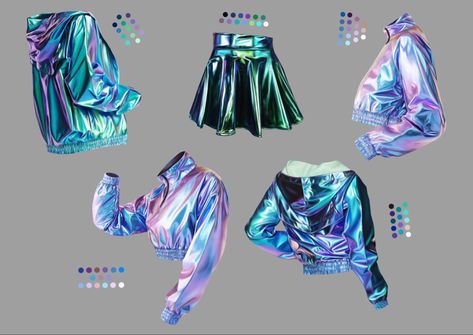 Holographic Clothes, Fabric Study, Digital Art Supplies, Hologram Colors, Digital Painting Techniques, Anime Eye Drawing, Digital Painting Tutorials, Anime Drawings Tutorials, Art Tutorial