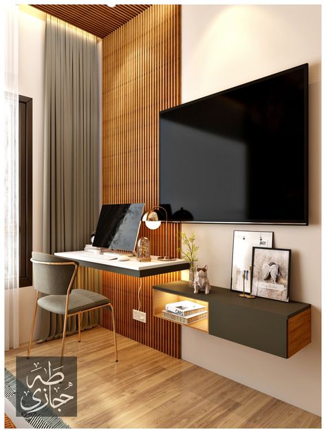 Lcd Unit Design, Tv Cabinet Wall Design, Bedroom Tv Cabinet, Living Hall Design, Tv Unit Bedroom, Tv Unit Design Modern, Wall Unit Designs, Study Table Designs, Tv Unit Furniture Design