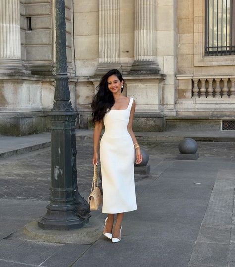 White Midi Dress Classy, Midi Dress Classy, Classy Wedding Dress, Dress Classy, White Midi, Classy Wedding, Summer Fits, White Midi Dress, Classy Dress