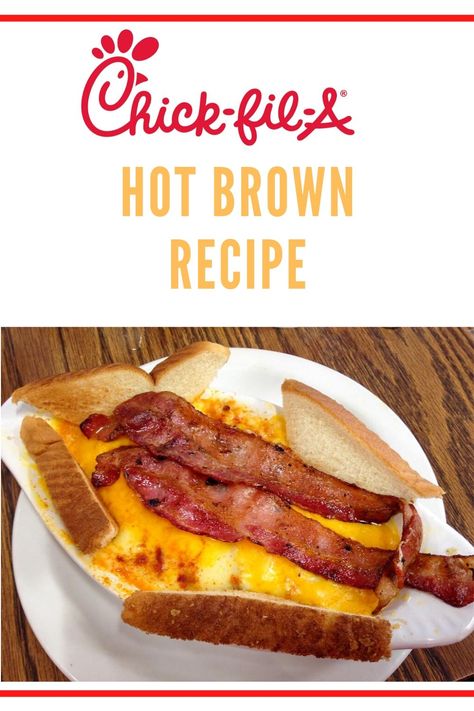 This chick-fil-a copycat recipe of the famous hot brown is such a nice meal. Now you can have a secret chick-fil-a menu item at home. Chick-Fil-A Hotbrowns are delicious!  dottingthemap.com  #chickfila #hotbrown #dwarfhouse Hot Brown Recipe, Campfire Desserts, Freezable Meals, Brown Recipe, Bacon Fries, Hot Brown, Dinner Plans, Hot Sandwich, Quick Dinners