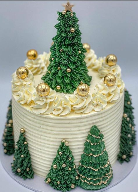 Christmas Themed Cake, Christmas Cake Designs, Piping Techniques, Xmas 2024, Christmas Cake Decorations, Xmas Cake, Winter Cake, Christmas Tree Cake, Cake Decorating Designs