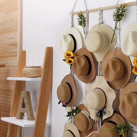 Hanging Boho Tassel Woven Hat Rack Hanging Hat Storage Rack - Temu Store Hats, Hat Organizer, Wide Brimmed Hat, Wall Hats, Hat Wall, Hanging Hats, Dorm Wall Decor, Floppy Hats, Hat Organization