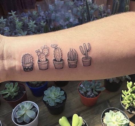 Little Cactus Tattoo, Cactus Tattoos, Succulent Tattoo, Tattoos Cute, Cactus Tattoo, Muster Tattoos, Wolf Tattoo Design, Memorial Tattoos, Best Friend Tattoos