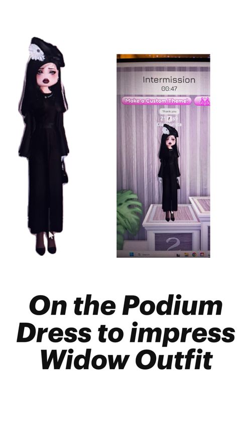 Dress to impress on the Podium Outfit Widow Outfit, Widow Dress, Custom Theme, Dress To Impress