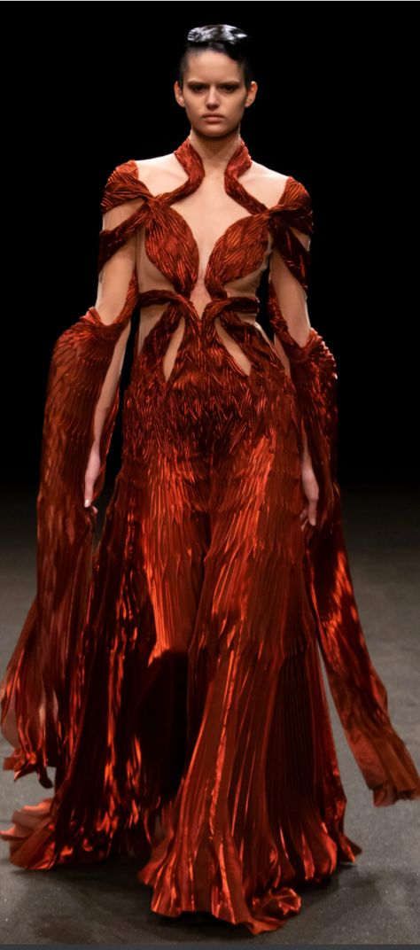 Ballgown Inspiration, Denim Fashion Runway, Iris Van Herpen Couture, Phoenix Dress, Drag Inspiration, Athena Dress, Athena Dresses, Egypt Fashion, Conceptual Fashion