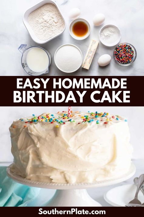 Best Easy Birthday Cake Recipes, Homemade Round Birthday Cake, Making A Birthday Cake At Home, Easy Delicious Birthday Cakes, How To Make A Simple Cake At Home, Birthday Cake Simple Recipe, Old Fashion Birthday Cake, Birthday Cake For Senior Citizen, Diy Birthday Cake Recipe