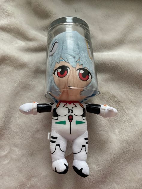 Rei Ayanami plush in a cup Rei Ayanami Plush, Anime Japanese, Korean Culture, Rei Ayanami, Anime, White