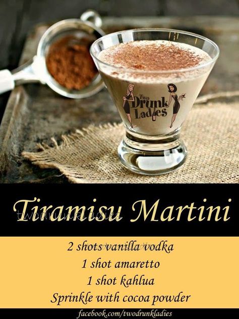 Christmas Cocktails Tiramisu Martini, Yummy Alcoholic Drinks, Liquor Drinks, Boozy Drinks, Fancy Drinks, Martini Recipes, Mixed Drinks Recipes, Cocktail Drinks Recipes, Alcohol Drink Recipes