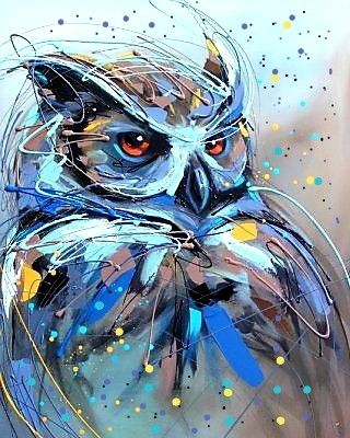 Abstract Owl Painting, Colorful Owl Art, Owl Painting Acrylic, Painting On Canvas For Beginners, Owl Artwork, Canvas For Beginners, Canvas Painting Ideas, Easy Canvas, Bright Paintings