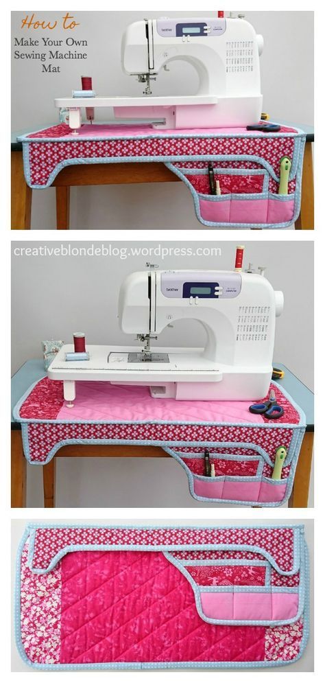 Sewing Machine Mat Free Sewing Pattern Syprosjekter For Nybegynnere, Sewing Machine Mat, Tutorial Sewing, Sewing Machine Projects, Sewing Machine Cover, Sewing Room Organization, Sew Ins, Small Sewing Projects, Couture Mode