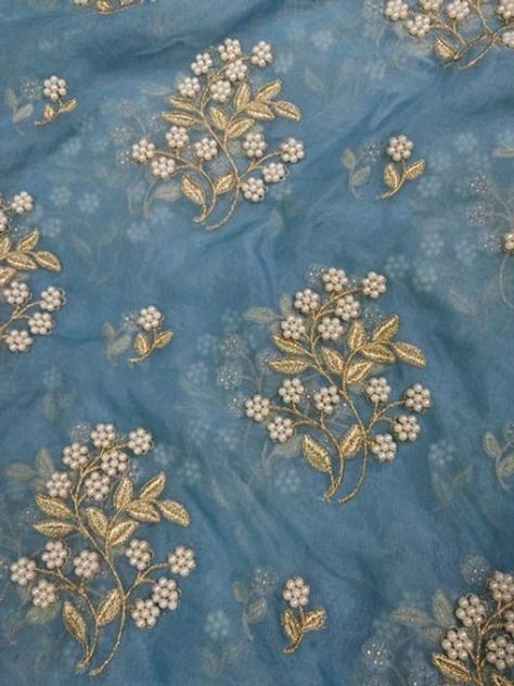 Beautiful Tree Design Beads Organza Fabric By Yard Hand Quilting Patterns, Beads Fabric, Beads Pattern, Bead Embroidery Tutorial, Kurti Embroidery Design, Handmade Embroidery Designs, Bead Embroidery Patterns, Hand Work Embroidery, Embroidery Neck Designs