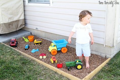 how to build a rock box. Sandbox Alternative, Patio Yard Ideas, Outdoor Kids Play Area, Playground Landscaping, Pea Gravel Patio, Rock Box, Play Area Backyard, Outdoor Play Spaces, Backyard Kids Play Area