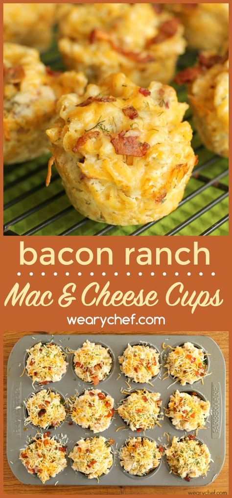 Bacon Ranch Mac And Cheese, Ranch Mac And Cheese, Mac And Cheese Cups, Cheese Cups, Bacon Mac And Cheese, Recipe Pasta, Dinner Side, Muffin Tin Recipes, Dinner Side Dishes