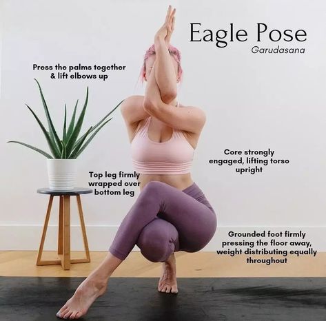 Image Credits To Respective Owners Hyperbolic Stretching, Eagle Pose, Muscular Strength, Focus And Concentration, Yoga Tutorial, Easy Yoga Poses, Muscle Contraction, Improve Balance, Stretching Exercises