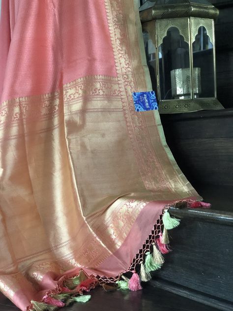 Tassels Designs, Indian Dress Up, Elegant Sarees, Saree Tassels Designs, Pure Chiffon Sarees, Pink Antique, Kanjivaram Sarees Silk, Bridal Sarees South Indian, Indian Sari Dress