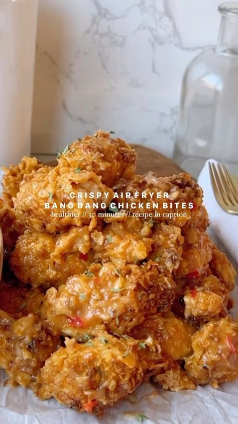 Crispy Air Fryer Bang Bang Chicken Bites, Carnivore Dinner Recipes, Bang Bang Chicken Air Fryer, Crispy Chicken Dinner, African Thanksgiving, Cornflake Chicken, Bang Bang Sauce, Avocado Oil Mayo, Bang Bang Chicken