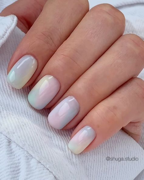 April Nails Ideas Simple, April Nails Colors, Short Nails Inspo, Nails Ideas Simple, April Nails Ideas, April Nails, Water Color Nails, Airbrush Nails, Simple Gel Nails