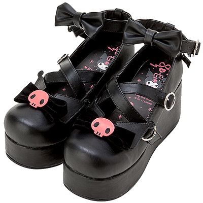 Buy Sanrio Kuromi Ribbon Series Platform Shoes with Straps L at ARTBOX Kuromi Stuff, Sepatu Platform, Kuromi Outfit, Gothic Gloves, Outfit Aesthetics, Sanrio Stuff, Hello Kitty Shoes, Goth Shoes, Dr Shoes