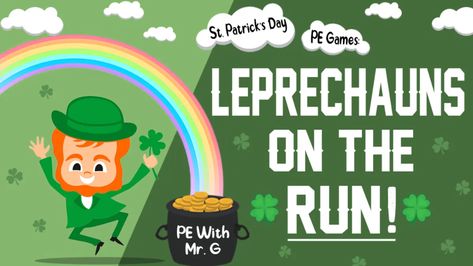 St Patrick's Day PE Games – Leprechauns On The Run! Brain Breaks For Kindergarten, Leprechaun Games, Gym Games For Kids, Elementary Physical Education, Elementary Pe, Pe Activities, March Themes, Kindergarten Songs, Pe Lessons