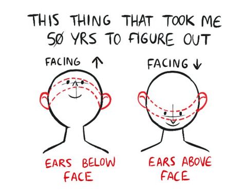 Ear Angle Reference, Ears At Different Angles, Ear Placement Drawing, Reference Vs Art, Punk Male Character Design, Head Reference Angles, Low Angle Pose Reference, Art Vs Artist, Head Angles