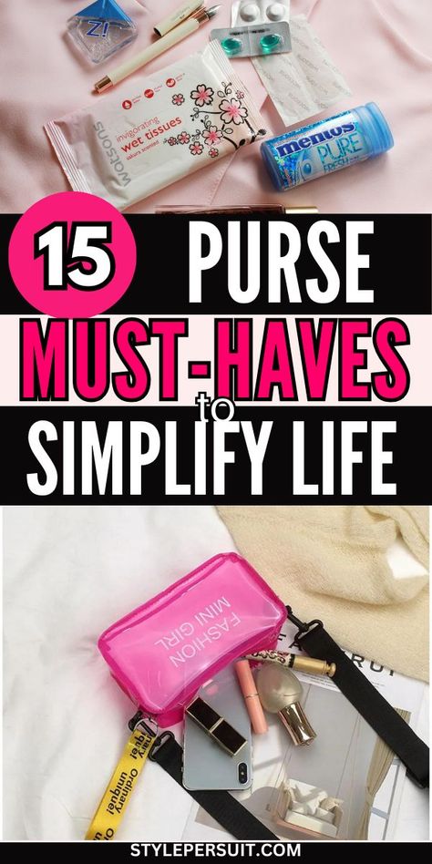 In the hustle and bustle of daily life, staying organized is key to simplifying your routine. One area often overlooked is the contents of your purse, which can easily become a chaotic jumble of items. To help you streamline and simplify, consider these 15 purse must-haves that will make your life more efficient and enjoyable. #women Matching Shoe And Purse Set, Organize Purse Contents, Women Emergency Kit Purses, What To Keep In A Purse, Purse Contents Ideas, Women Purse Essentials, Must Have Purse Essentials, Minimal Purse Essentials, Things You Need In Your Purse