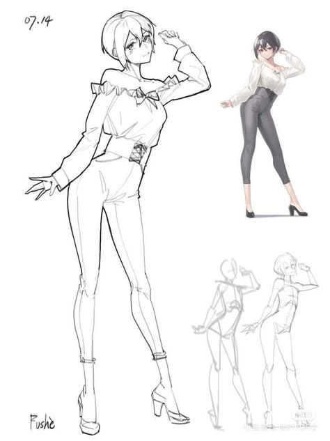 Hand On Hips Reference, Fullbody Pose Dynamic, Pfp Poses, Poses Art Reference, Drawing Body Proportions, Poses Art, Human Figure Sketches, Body Shape Drawing, Reference Drawing