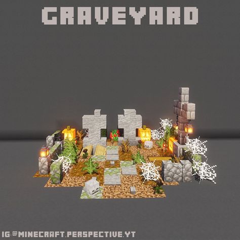 Haunted Houses Minecraft, Minecraft Halloween Town Ideas, Halloween Themed Minecraft House, Cute Halloween Minecraft Builds, Minecraft Execution Stand, Scare Crow Minecraft, Halloween Minecraft Village, Minecraft Zombie Build, Minecraft Headstone