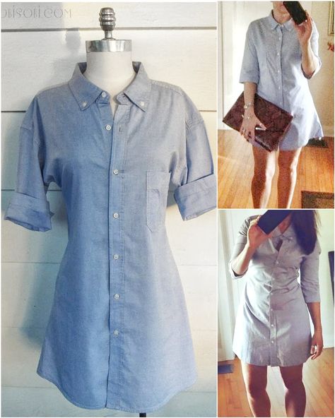 Dress From Shirt Diy, Mens Shirt Dress Diy, Cheap Button-up Shirt Dress For Women, Mens Shirt Into Dress, Men’s Shirt To Dress, Upcycle Mens Dress Shirt For Women, Mens Shirt Refashion Dress, Upcycle Mens Dress Shirt, Baby Dress Made From Mens Shirt