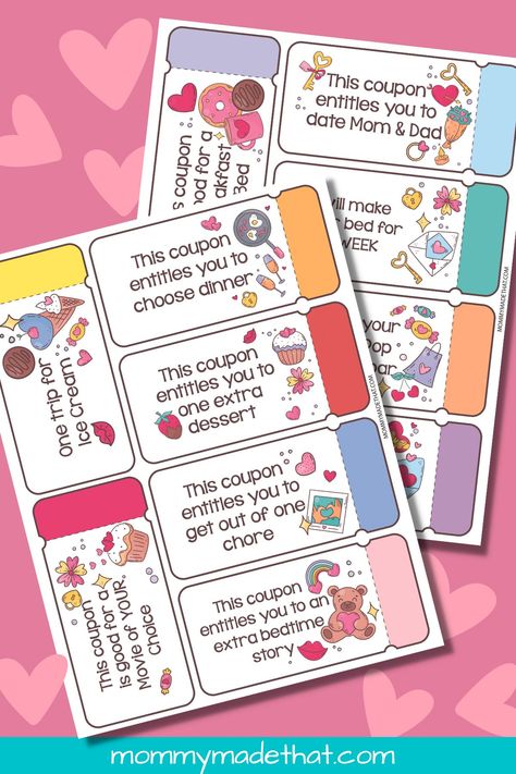 Blank Valentines Day Coupons, Valentines Coupons For Kids, Valentines Day Coupons, Free Coupon Template, Coupons For Kids, Valentines Day Printables, Free Valentine Cards, Cute Valentines Day Cards, Free Printable Valentines