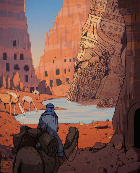 Desert Ruins, Desert Environment, Crayon Art Melted, Fantasy Places, Arte Inspo, Mesopotamia, Ancient Ruins, Environment Concept Art, About Art