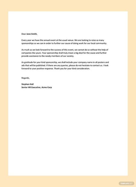 Event Sponsorship Letter Template Letter For Birthday, Sponsorship Letter Template, Sponsorship Letter, Event Sponsorship, Letter Template, Google Docs, Ms Word, Word Doc, Letter Templates