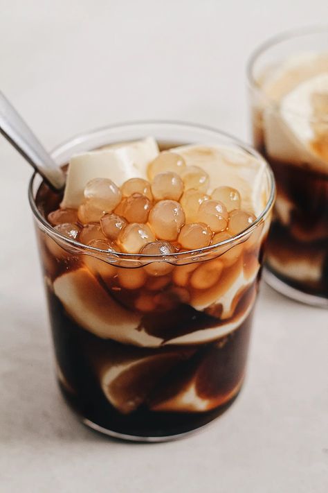 Taho: Filipino Silken Tofu with Sago | Whisper of Yum Taho Filipino Dessert Aesthetic, Filipino Taho Recipe, How To Make Taho Philippines, Filipino Desserts Aesthetic, Taho Filipino Recipe, Asian Cafe Food, Taho Dessert, Easy Filipino Desserts, Taho Filipino Dessert